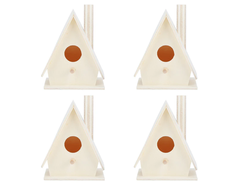 4Pcs Outdoor Hanging Wooden Bird House Nests Nesting Cage Garden Decoration Ornament