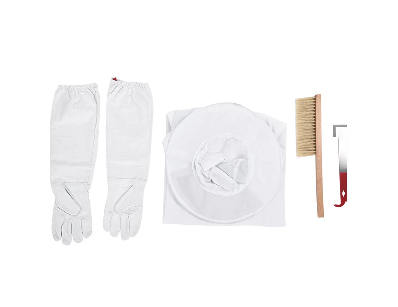 4 in 1 Professional Beekeeping Protective Accessories Set Upper Garment Gloves HivE tool Brush