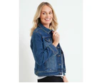 RIVERS - Womens Jacket -  Casual Denim Jacket - Mid Wash