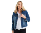 RIVERS - Womens Jacket -  Casual Denim Jacket - Mid Wash