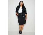 AUTOGRAPH - Plus Size - Womens Skirts -  Midi Length Denim Skirt - Black