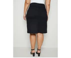 AUTOGRAPH - Plus Size - Womens Skirts -  Midi Length Denim Skirt - Black