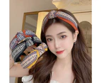 Women Lady Retro Boho Embroidery Cotton Wide Hair Headband Head Wrap Band hoop - Red