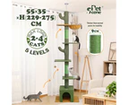 Cat Tree Kitty Tower Scratching Post Bed Sisal Scratcher House Stand Cave Floor to Ceiling Furniture Hammock Platforms 229-275cm