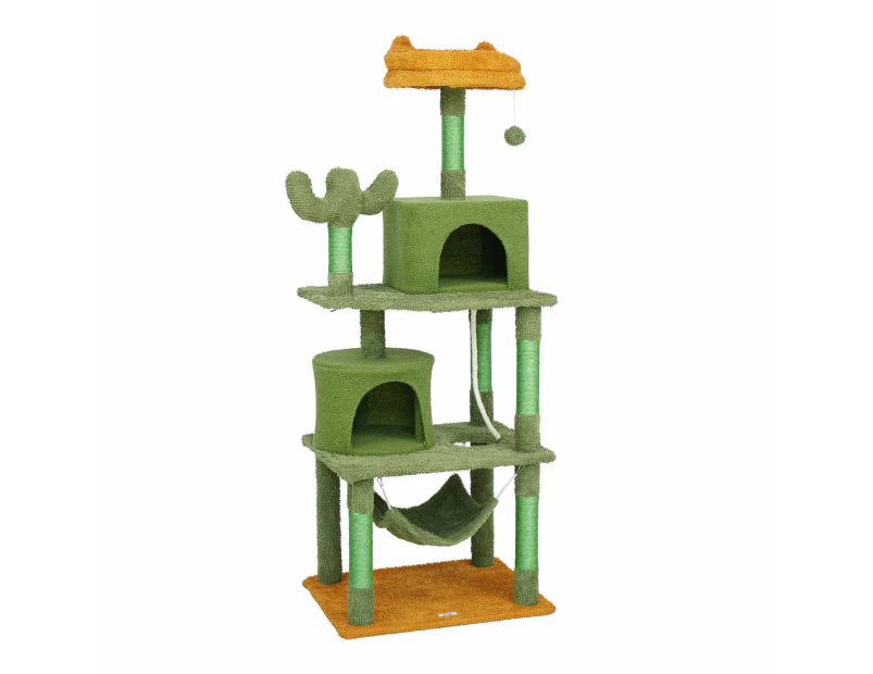 Cat Tree Tower Kitty Scratching Post Sisal Scratcher House Bed Stand Furniture Hammock Cave Condo Activity Centre 158.5 High
