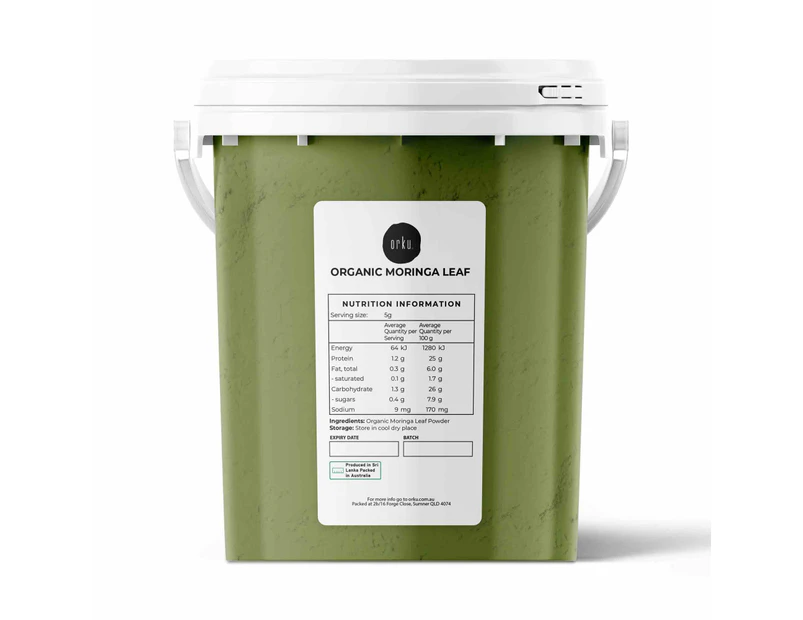 Organic Moringa Leaf Powder Tub Bucket -  Supplement Moringa Drumstick Leaf