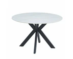 Callian Ceramic Marble Look Round Kitchen Dining Table 120cm - Snow White