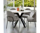 Callian Ceramic Marble Look Round Kitchen Dining Table 120cm - Snow White