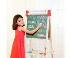 Costway 3-In-1 Kid Art Easel Childern Wooden Adjustable Height Chalkboard Whiteboard w/Paper Roll Painting