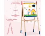 Costway 3in1 Kid's Art Easel Wood Children Drawing Board Height Adjustable w/Paper Roll &Accessories