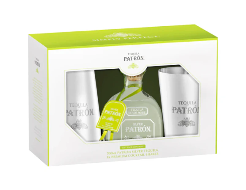 Patron Silver Tequila & Premium Cocktail Shaker Gift Pack 700ml