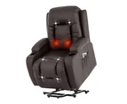 Advwin Electric Massage Chair Lift Recliner 8 Point Heating Massage PU Leather Brown
