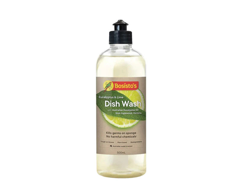 500ml Dish Wash Liquid Lime Eucalyptus Plant Based Dishwashing Soap Bosistos