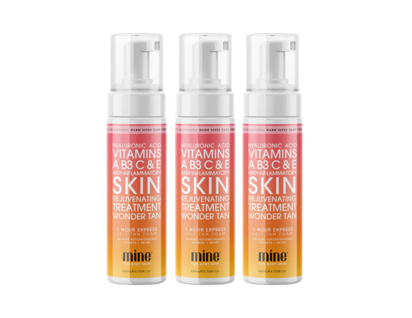 3 x MineTan Wonder Tan Self Tan Foam 200mL