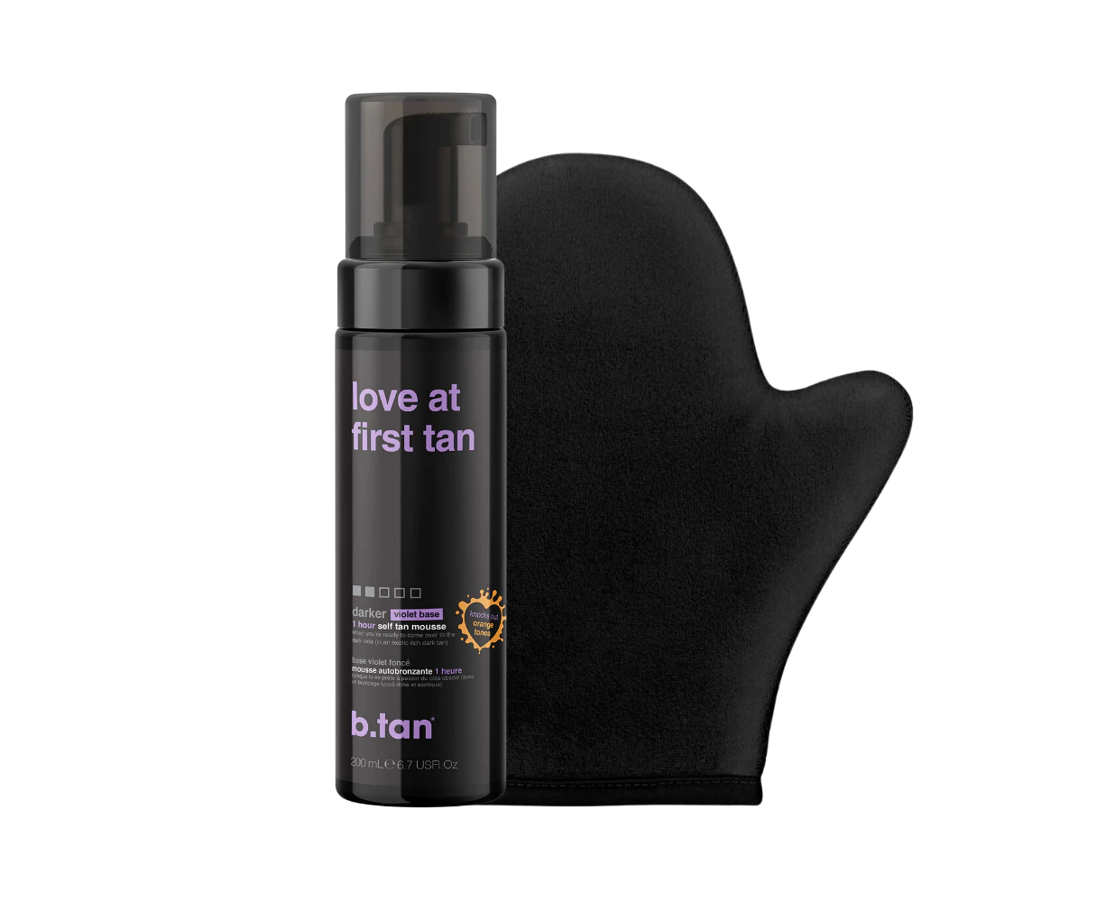 b.tan love at first tan self tan mousse 200mL & applicator mitt set