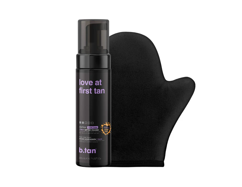 b.tan love at first tan self tan mousse 200mL & applicator mitt set