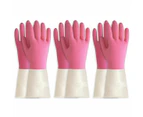 3 Pairs Latex Cleaning Gloves Heavy Duty Dishwashing Gloves Reusable Pink