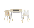 Keezi 3PCS Kids Table and Chairs Set Activity Desk Chalkboard Toy Hidden Storage