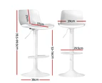 Bar Stools Set of 2 Gas Lift Adjustable Kitchen Counter Stool Chairs White