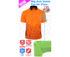 BigBEE Hi Vis Shirt Safety Polo SHORT Fading Steel Arm Air Vents Cool Dry - Orange