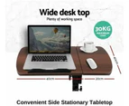 Adjustable Height Laptop Desk Mobile Computer Table Stand Bed Study Portable - Black Wood Grain