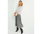 NONI B - Womens Skirts - Midi - Winter - Black - Floral - A Line - Fashion - Relaxed Fit - Ditsy - Knee Length - Work Clothes - Casual Office Wear - Black