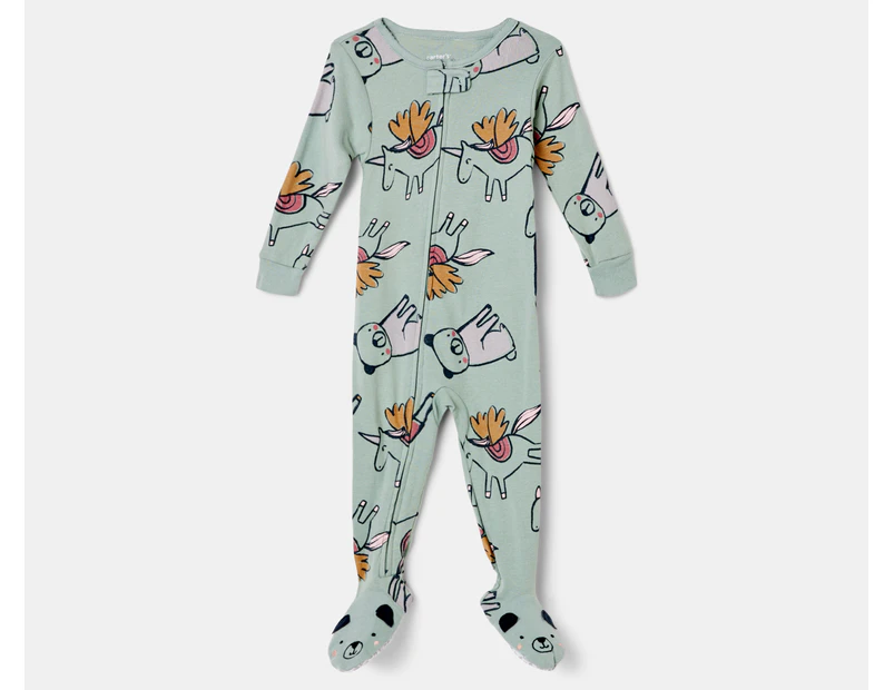 Carter's Baby/Toddler Unicorn Footed Pyjamas - Green