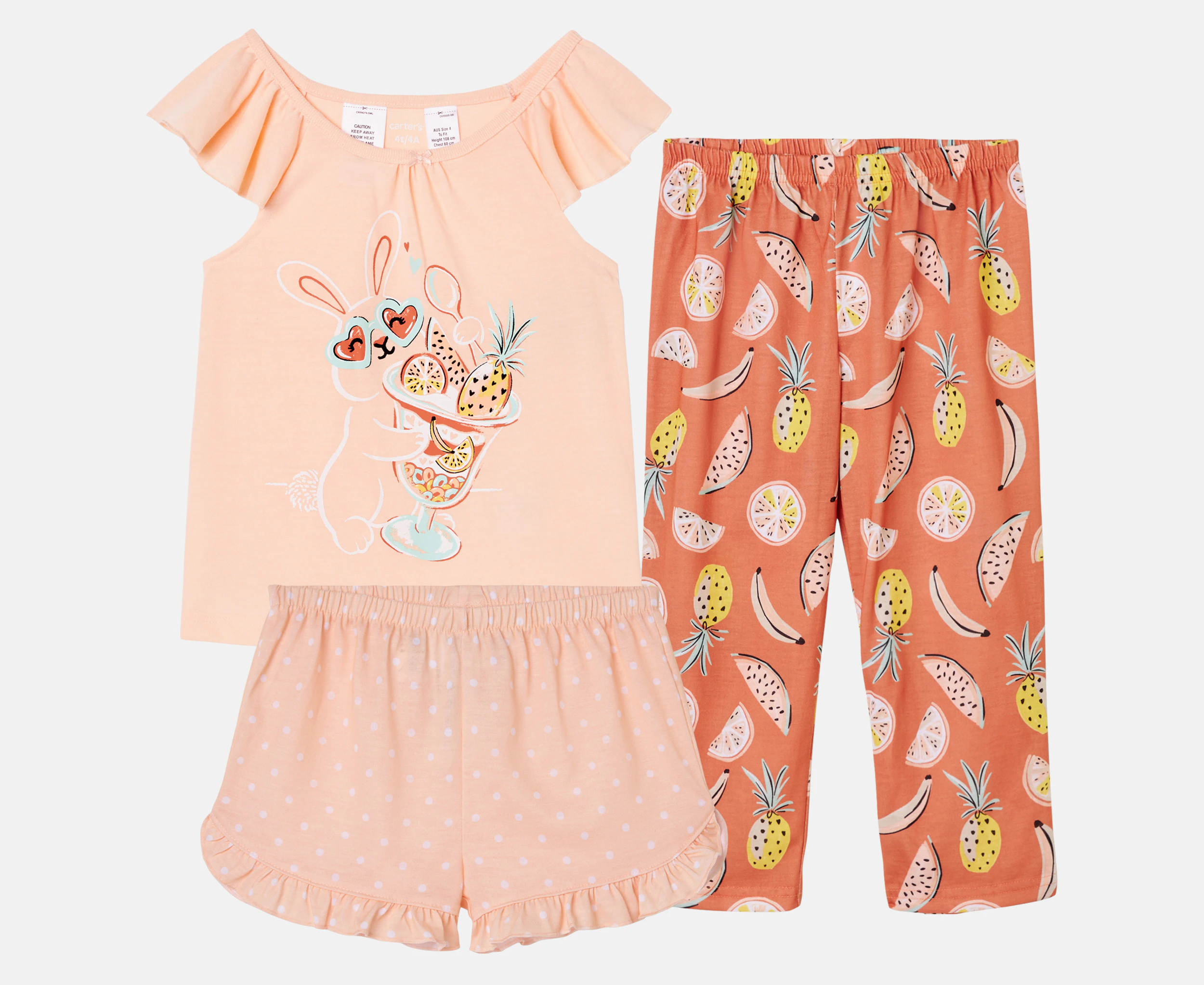 Carter's Toddler Girls' 3-Piece Bunny Loose Fit Pyjama Set - Multi