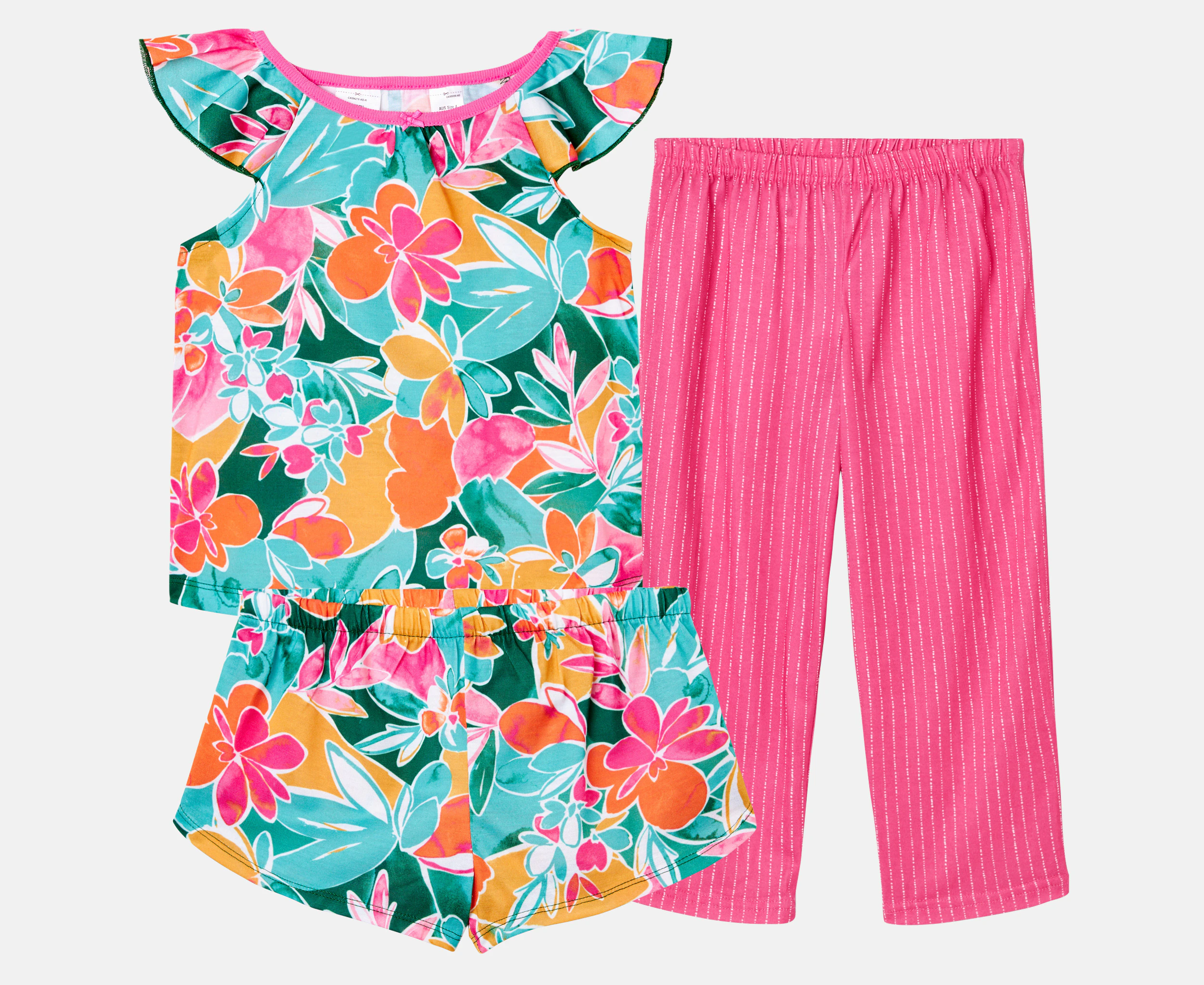 Carter's Toddler Girls' 3-Piece Tropical Loose Fit Pyjama Set - Multi