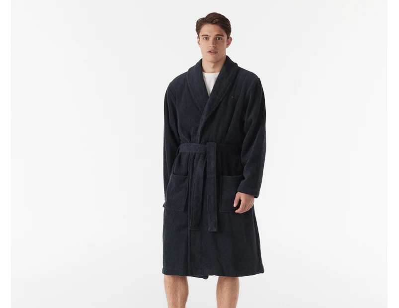 Tommy Hilfiger Men's Icon Towel Bathrobe - Navy Blazer