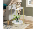 2 Tier Stone Top Side Table Sofa Coffee End Table Nightstand White Top Gold Frame