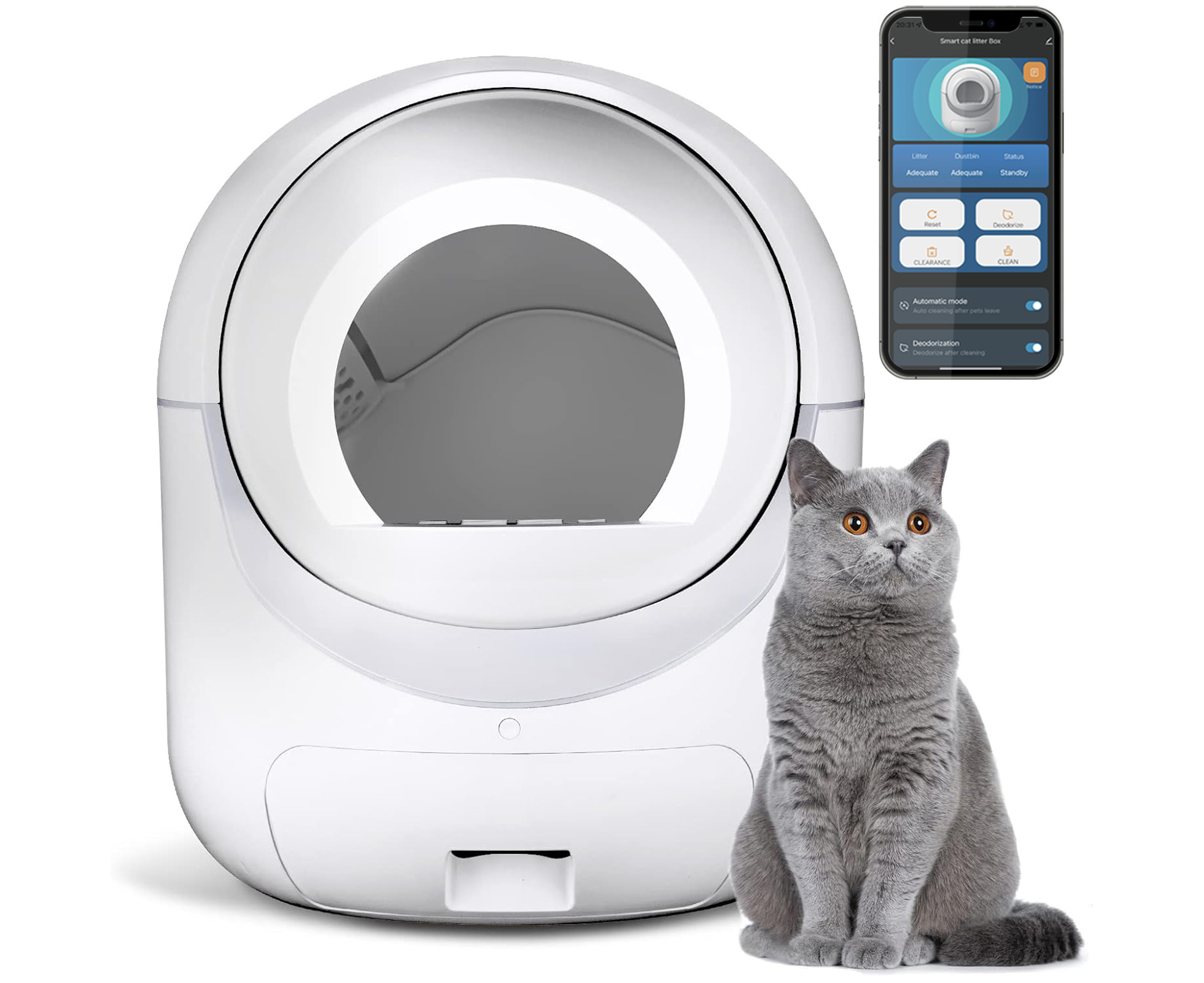 Advwin Self Cleaning Smart Cat Litter Box WiFi App Control Anti pinch Automatic Odor Removal Catch