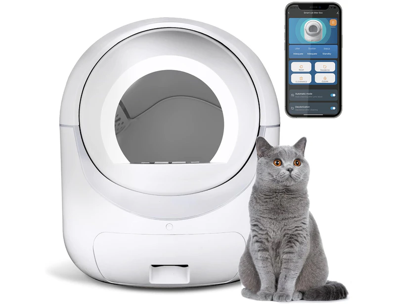 Advwin Self Cleaning Smart Cat Litter Box WiFi App Control, Anti-pinch, Automatic Odor-Removal