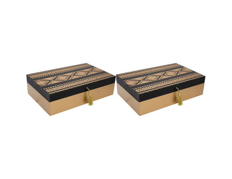 2x LVD Ishka MDF 22cm Jewellery Box Accessory Storage Rectangle Black B