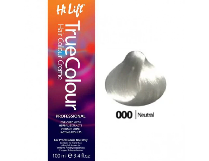 Hi Lift True Colour Permanent Hair Color Cream 000 Neutral 100ml