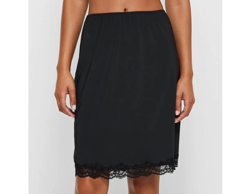 Target Luxe Smooth Touch Lace Trim Half Slip - Black
