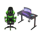 Gaming Office Desk 120cm & Gaming Office Chair Tilt 135°with Footrest Green