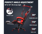 Gaming Office Desk 120cm & Gaming Office Chair Tilt 135°with Footrest Red