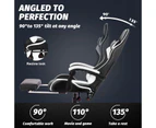 Gaming Office Desk LED Light & Gaming Office Chair Tilt 135°with Footrest White
