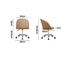 Oikiture Rattan Office Chair Executive Computer Chairs PU Leather Seat Brown
