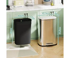 Ufurniture 50L Rubbish Bin Stainless Steel Pedal Kitchen Waste Trash Can Lid Soft Close