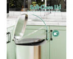 Ufurniture 50L Rubbish Bin Stainless Steel Pedal Kitchen Waste Trash Can Lid Soft Close