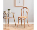 Oikiture Dining Chair Solid Wooden Chairs Ratan Seat Beige