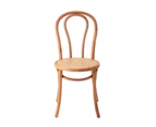 Oikiture Dining Chair Solid Wooden Chairs Ratan Seat Beige