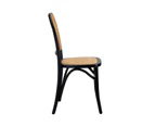 Oikiture Dining Chairs Wooden Chairs Rattan Accent Chair Black