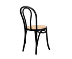 Oikiture Dining Chair Solid Wooden Chairs Ratan Seat Black
