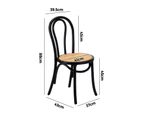 Oikiture Dining Chair Solid Wooden Chairs Ratan Seat Black