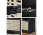 Oikiture Shoe Storage Cabinet Shoes Rack Organiser Shelf 3 Flip-up Doors Rattan Style Black