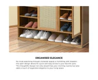 Oikiture Shoe Storage Cabinet Shoes Rack Organiser Shelf 3 Doors Rattan Style Brown