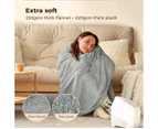 DreamZ Electric Throw Blanket Heated Timer Bedding Washable Warm Winter Plush GY - Brown / Light Grey